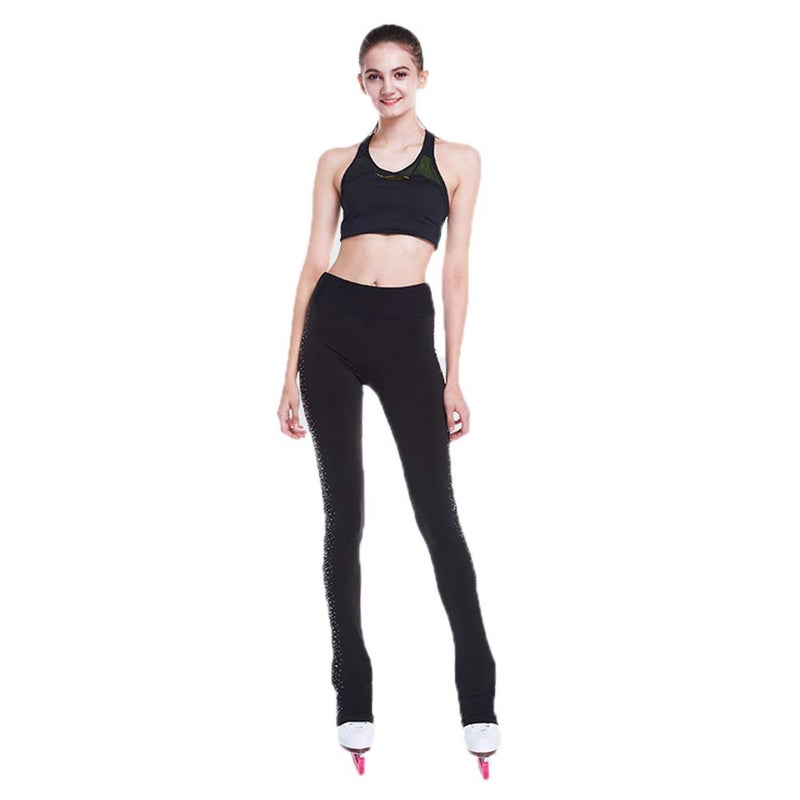 LIUHUO Figure Skating Pants Girls Training Wear Quality Crystals Black Child Skating Leggings - Image 2